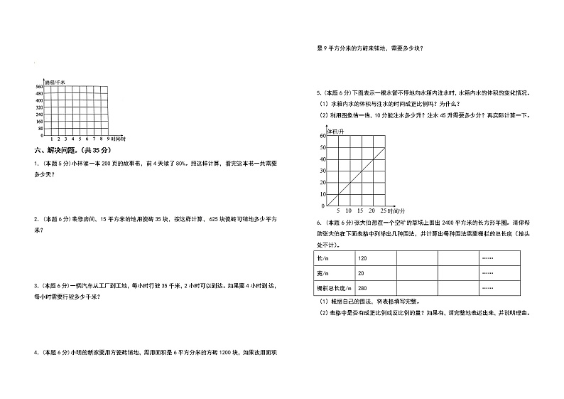 苏教版 六年级数学下册第六单元正比例和反比例检测卷（基础卷）（含答案）第3页