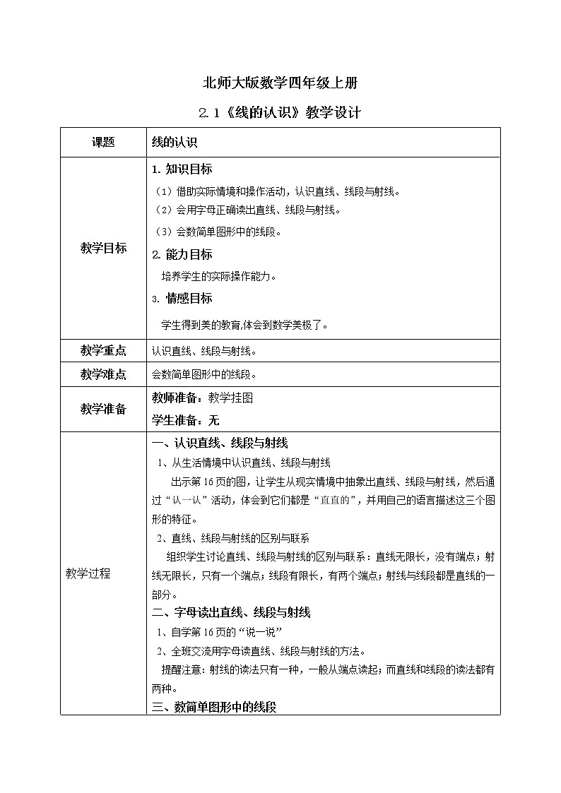 2.1《线的认识》课件+教案+练习01