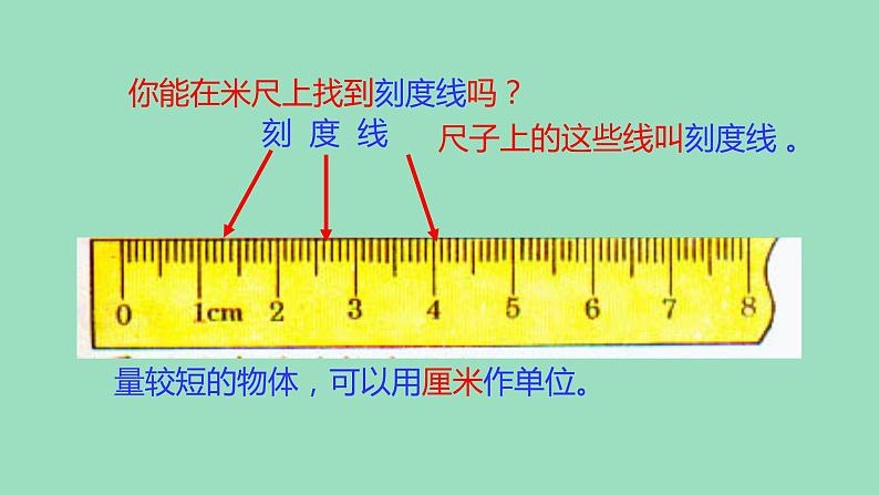 人教版二年级数学上册 1 长度单位-用尺子测量物体的方法 课件04