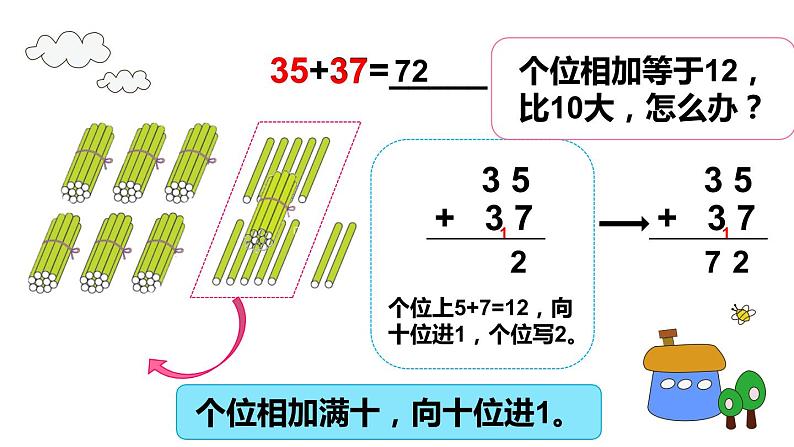 人教版二年级数学上册 2.1.2 进位加法 课件第5页