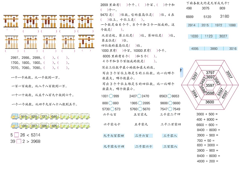 二年级数学数的认识练习题无答案第1页