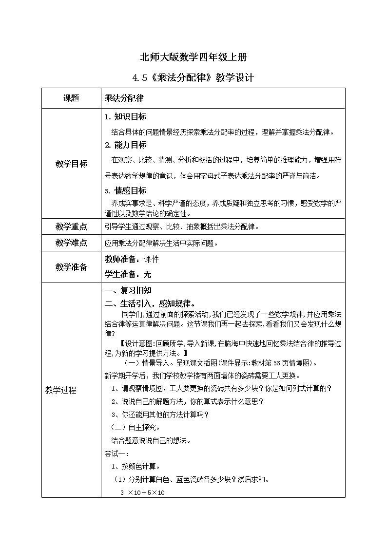 4.5《乘法分配律》课件+教案+练习01