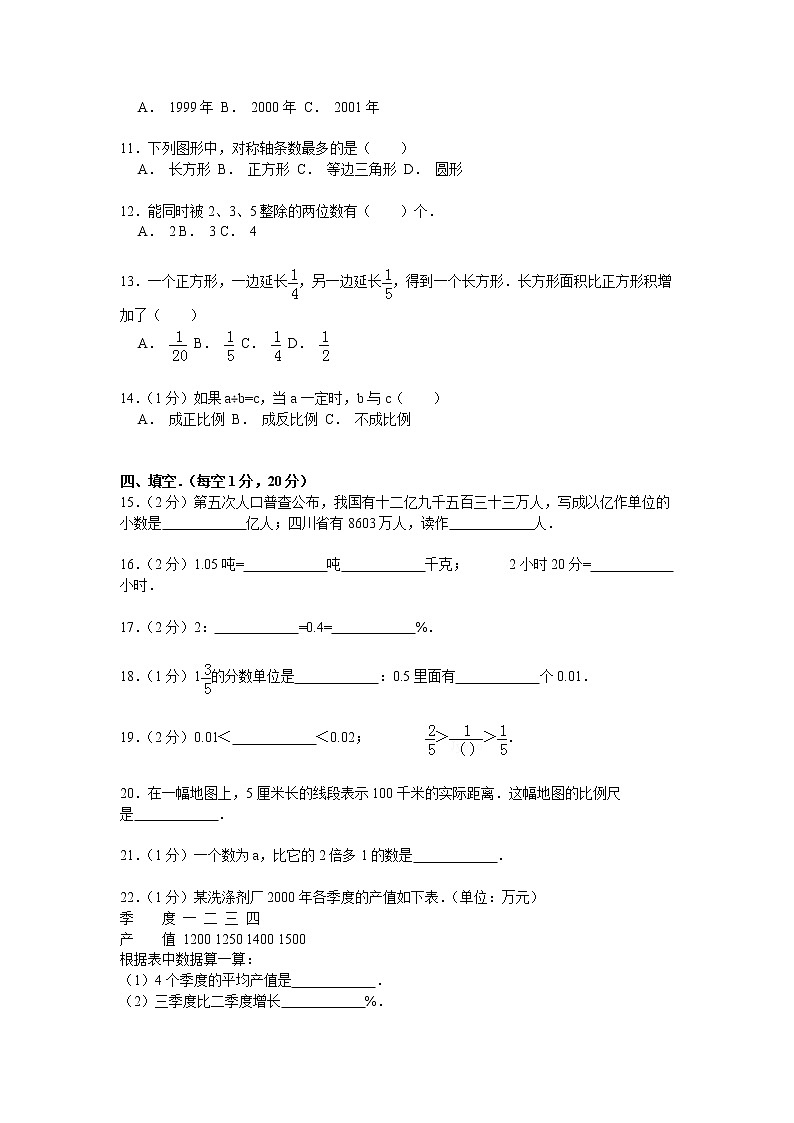 【精品】小升初数学模拟试卷及解析（12）人教新课标（2014秋）02