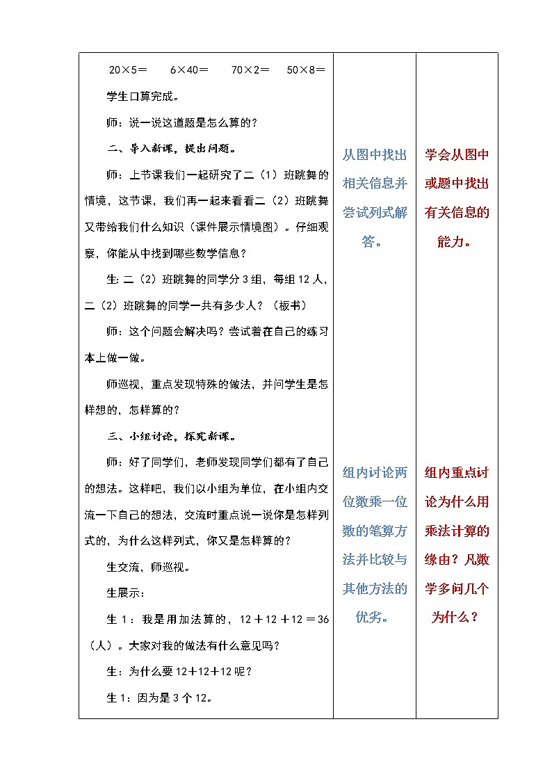 二下第七单元两位数乘一位数不进位的笔算教案第2页