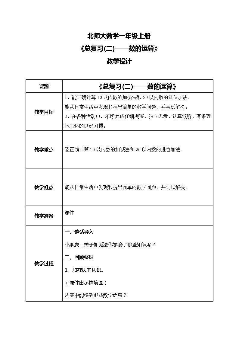 《总复习(二)——数的运算》教案第1页