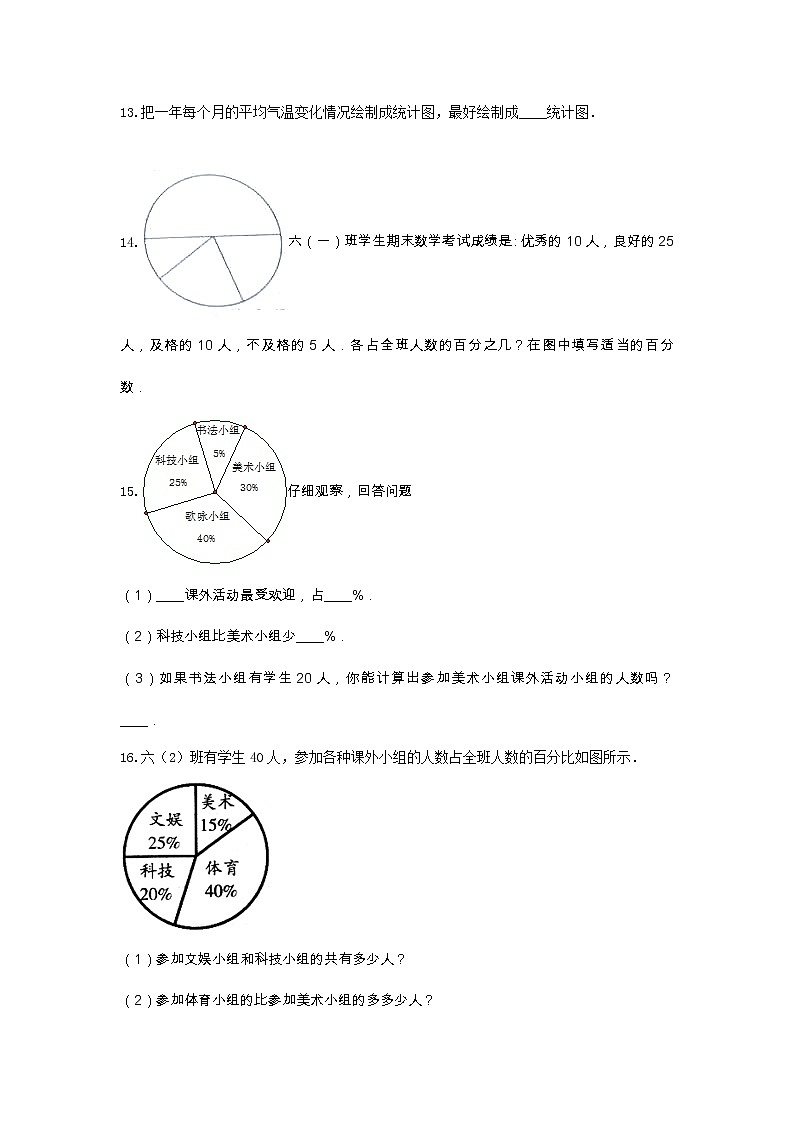 苏教版六年级数学下册《1.扇形统计图》-单元测试1(含答案）03