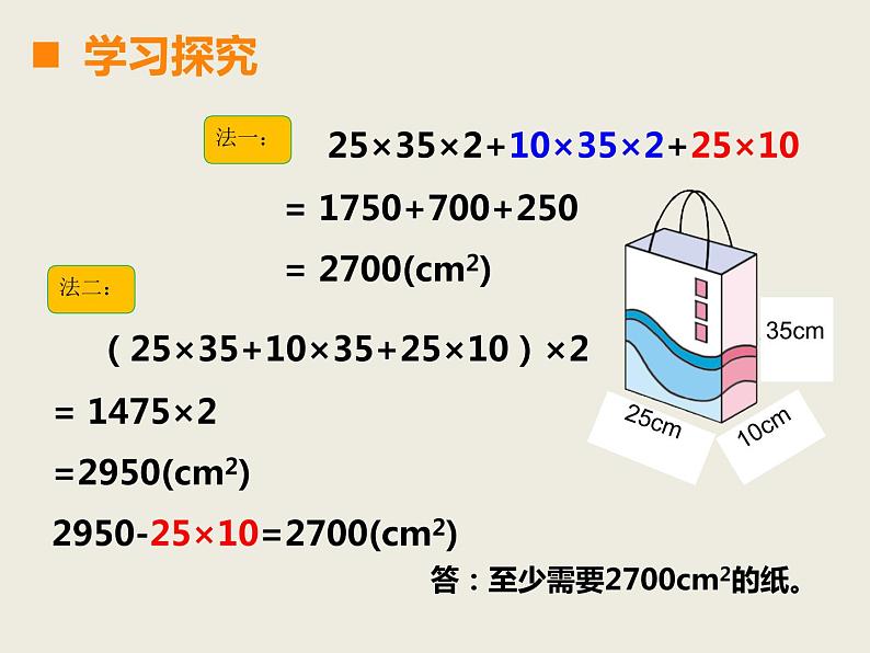 西师大版小学数学五下 3.2长方体、正方体的表面积 课件第4页