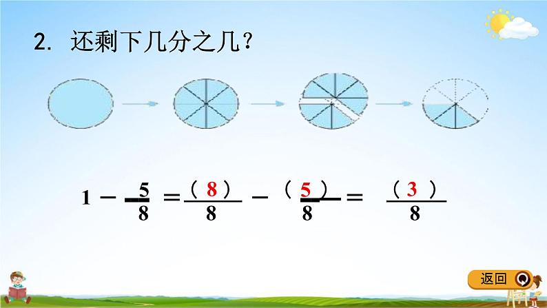 冀教版三年级数学下册《8-4 得数是1的分数加法及其减法》教学课件PPT08