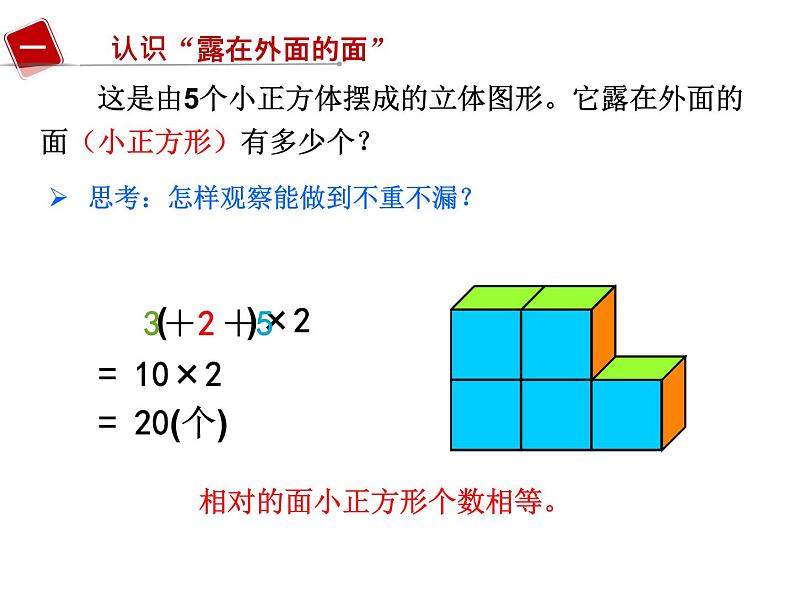 五年级下册数学课件－6.1露在外面的面 ｜北京版02