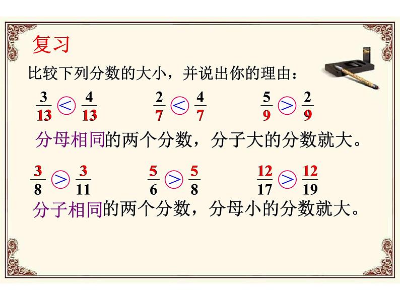 苏教版五下数学 4.12分数的大小比较 课件第3页