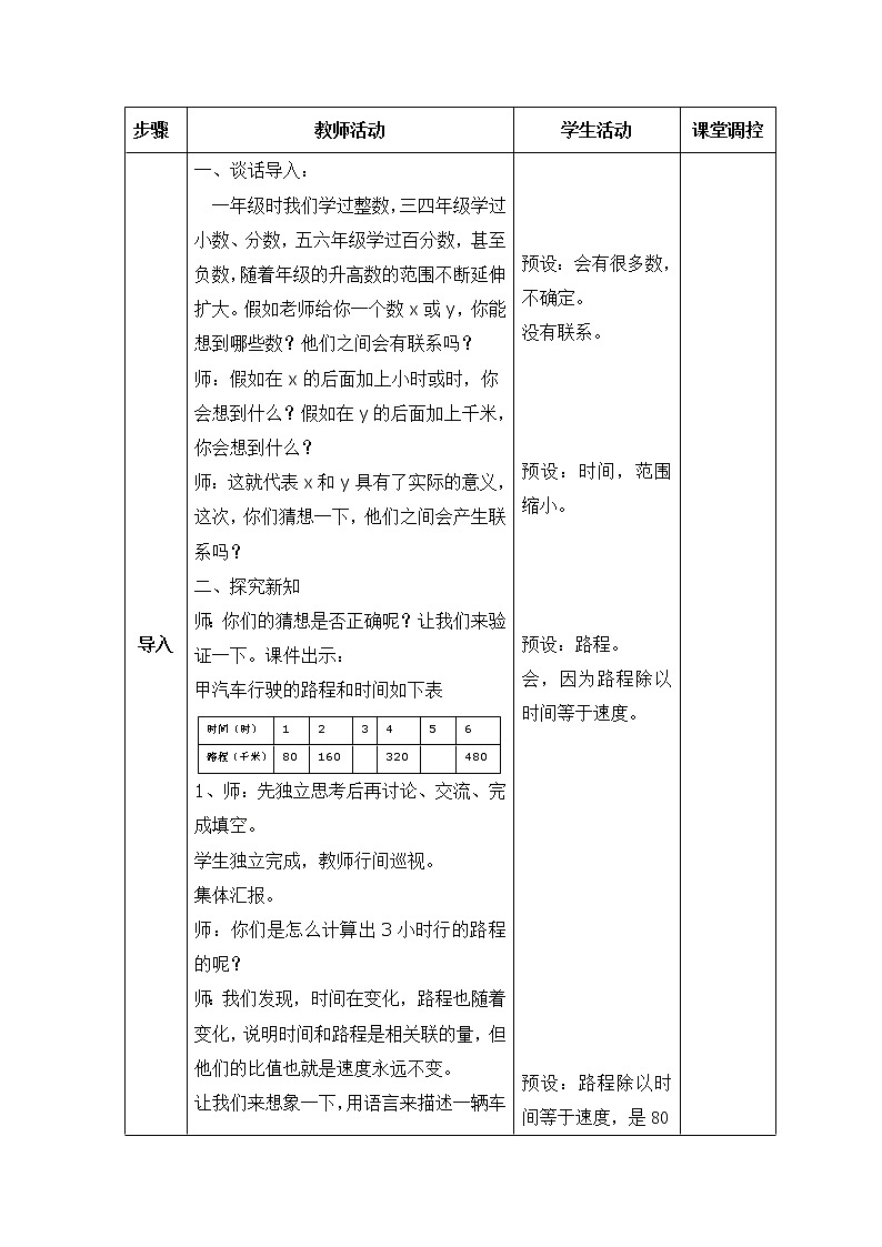 苏教版六下数学 6.1正比例的意义 教案03