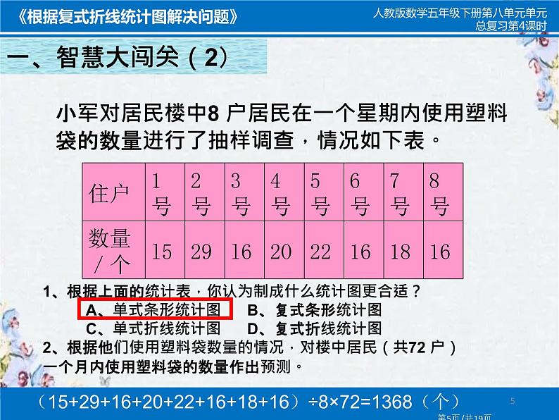 《根据复式折线统计图解决问题》课件第5页