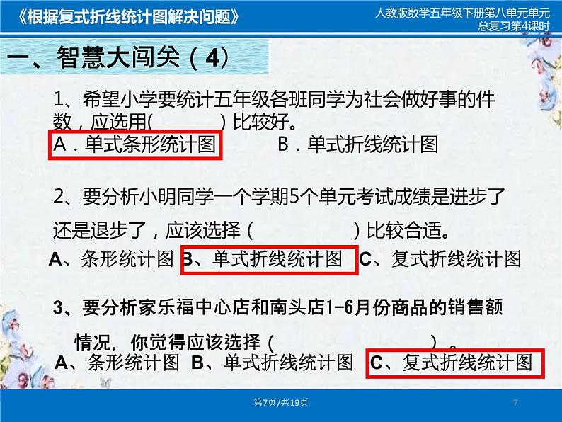 《根据复式折线统计图解决问题》课件第7页