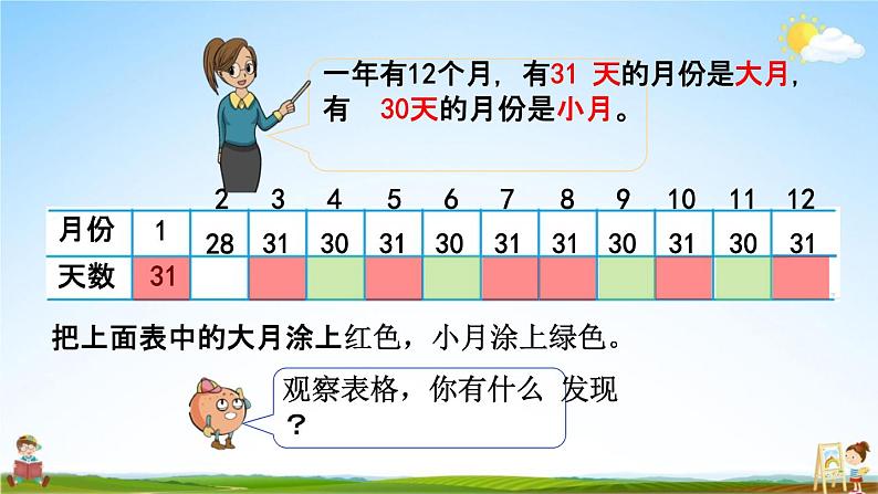 苏教版三年级数学下册《5-1 认识年、月、日》课堂教学课件第6页