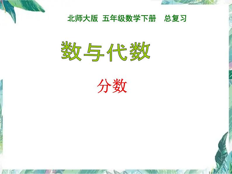 北师大五年级下册总复习—数与代数 分数部分 优质复习课课件01