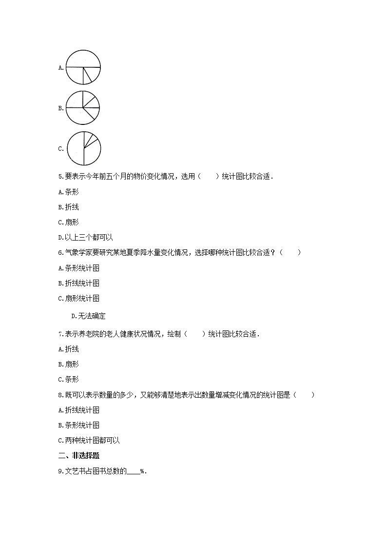 六年级数学下册试题 -《5.扇形统计图》单元测试    青岛版（无答案）第2页