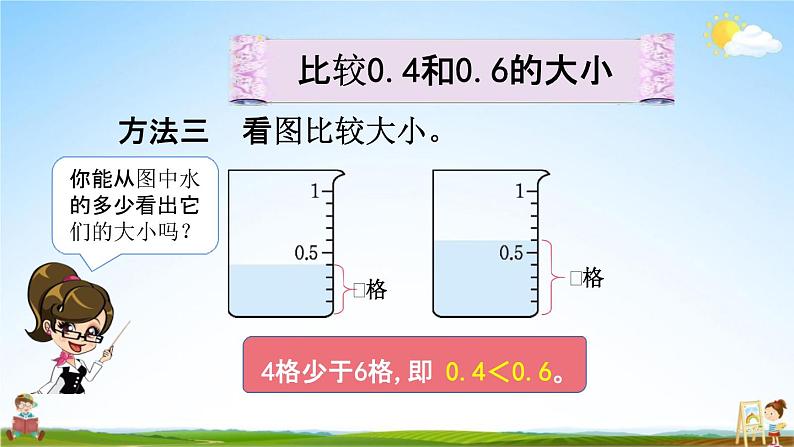 北京课改版三年级数学下册《7-2 小数的大小比较》课堂教学课件PPT第6页