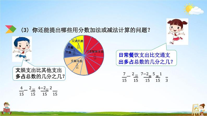 北京课改版五年级数学下册《5-1 同分母分数加法》课堂教学课件PPT第5页