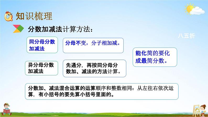 北京课改版五年级数学下册《7-3 分数的加、减法》课堂教学课件PPT第3页