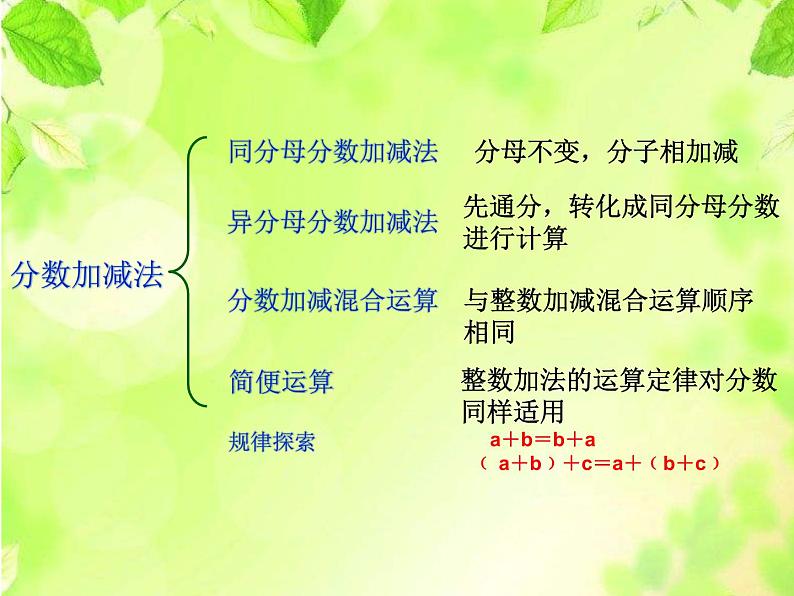 西师大版小学数学五下 7.2总复习 分数的意义和分数加减法 课件03