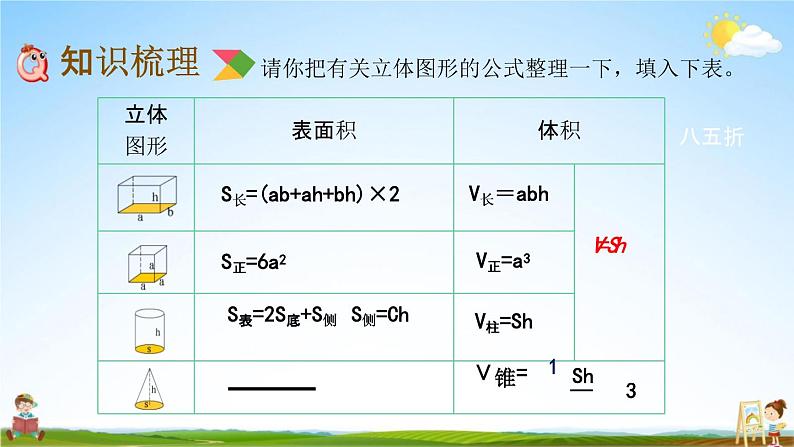 北京课改版六年级数学下册《总复习2-9 立体图形的表面积和体积》课堂教学课件PPT第3页