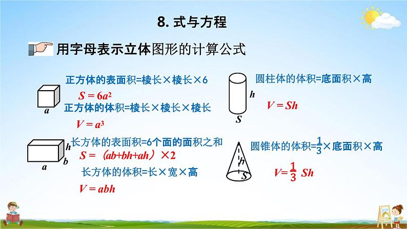 青岛版六年制数学六年级下册《总复习1-8 式与方程》课堂教学课件PPT第6页