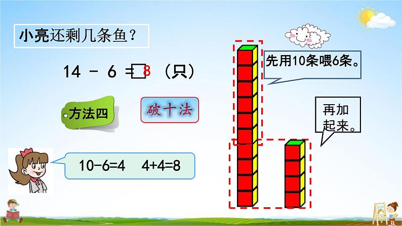 青岛版六年制数学一年级下册《1-3 十几减6、5、4、3、2》课堂教学课件PPT07