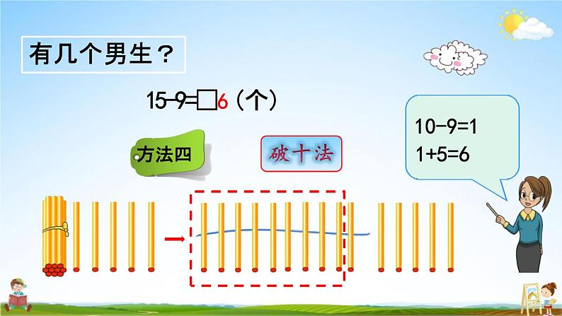 青岛版六年制数学一年级下册《1-1 十几减9》课堂教学课件PPT第7页