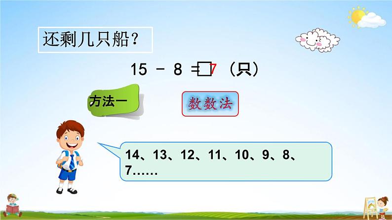 青岛版六年制数学一年级下册《1-2 十几减8、7》课堂教学课件PPT第4页