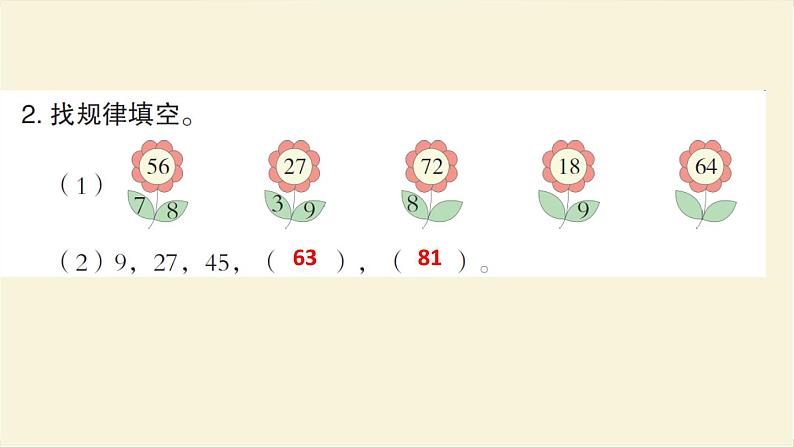 人教版二年级数学上册阶段练习十三作业课件第4页