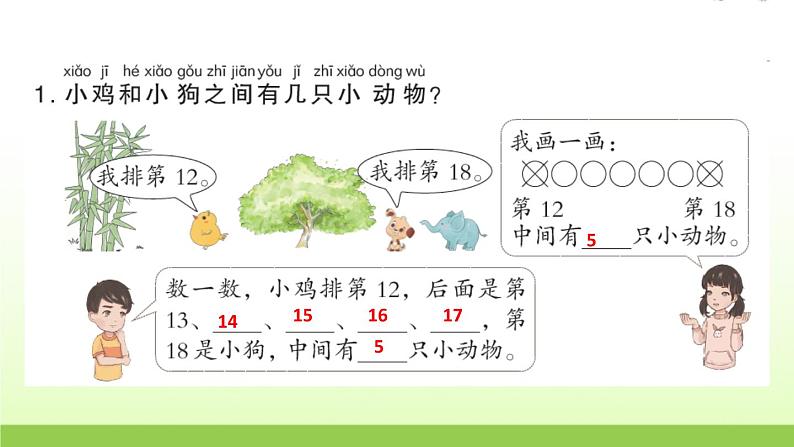 人教版一年级数学上册第4课时解决问题作业课件第3页