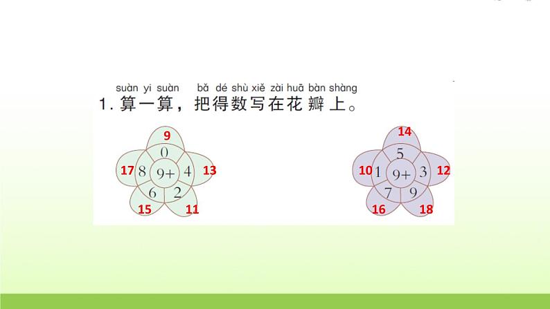 人教版一年级数学上册阶段练习八作业课件第3页