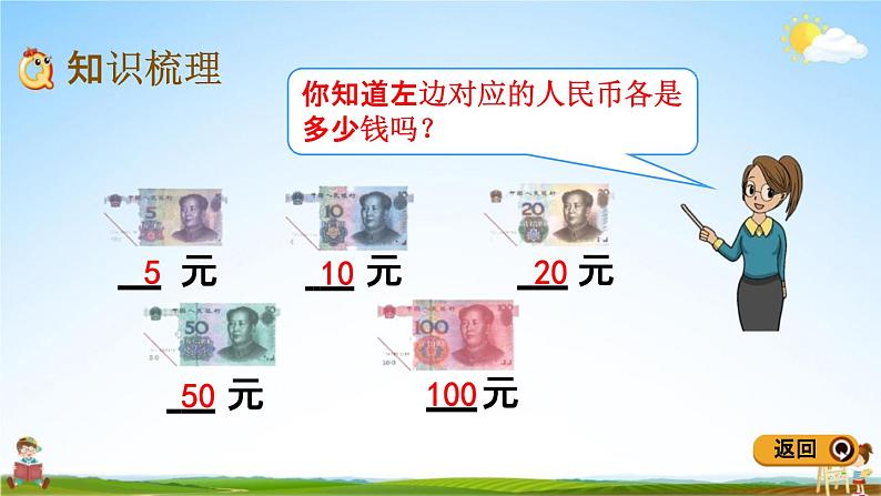 青岛版五年制数学一年级下册《10-1 钟表和人民币的认识》课堂教学课件PPT第4页