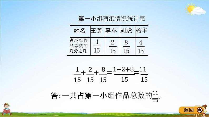 青岛版五年制数学四年级下册《7-3 同分母分数加减法》课堂教学课件PPT04