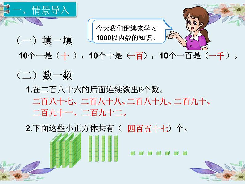 人教部编二年级下册  第7单元 万以内数的认识  第2课时   1000以内数的认识（数的读写）课件PPT第2页