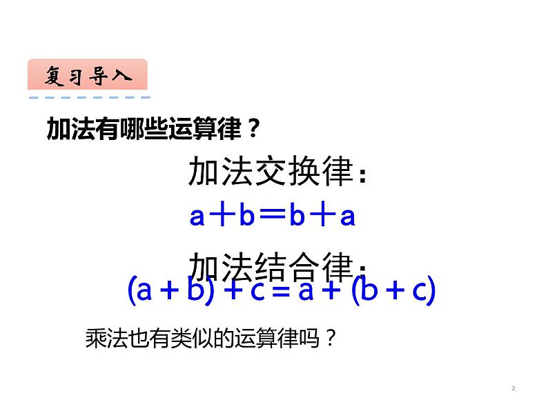 四年级数学下册课件-6乘法交换律和结合律及有关的简便计算-苏教版第2页