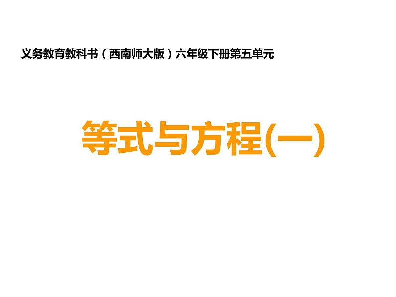 小学数学西师大版六年级下 总复习 数与代数 等式与方程 课件01