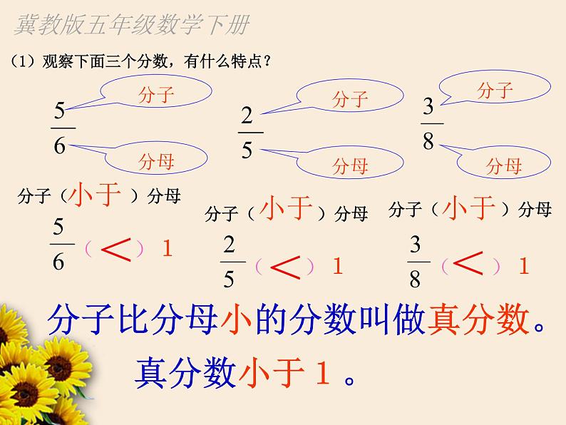 冀教版小学数学五下 2.1.1真分数、假分数和带分数 课件第4页