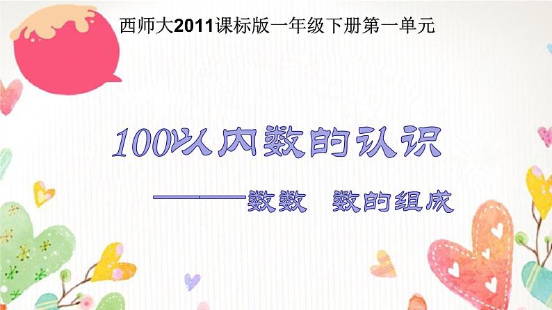 小学数学 西南师大版 一年级下册 100以数的认识 数数 数的组成部优课件第1页