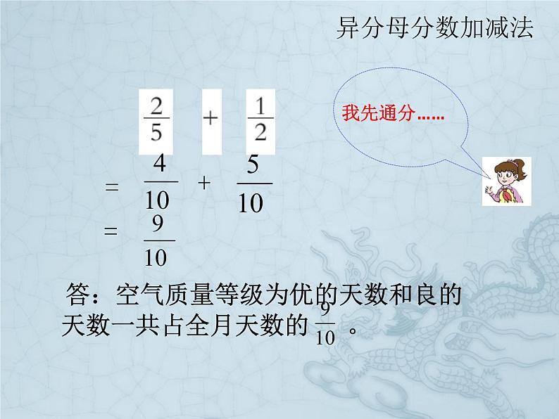 小学数学 青岛版 五年级下册 异分母分数加减法）部优课件第7页