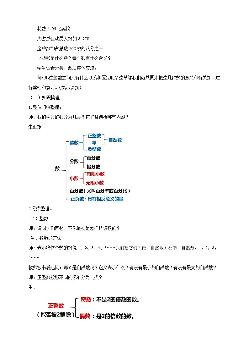 西师大版六年级下册数学 总复习 数与代数 数的认识（1） 教案02