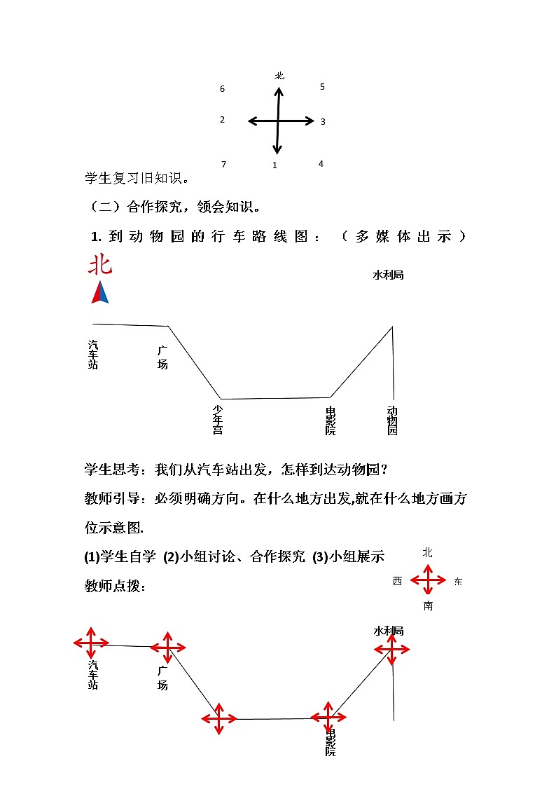 三年级下册数学教案-3.3 辨认方向—读示意图 综合运用方位知识解决问题｜冀教版第2页