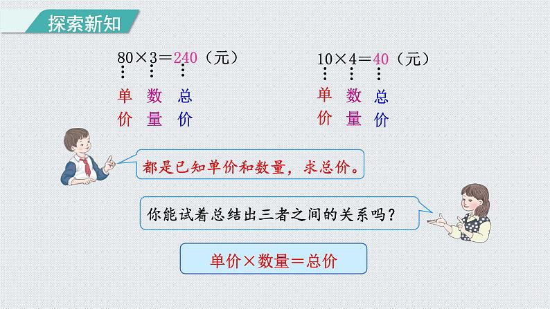 人教版四年级数学上册 第4单元 三位数乘两位数 第4课时    单价、数量和总价（授课课件）第5页