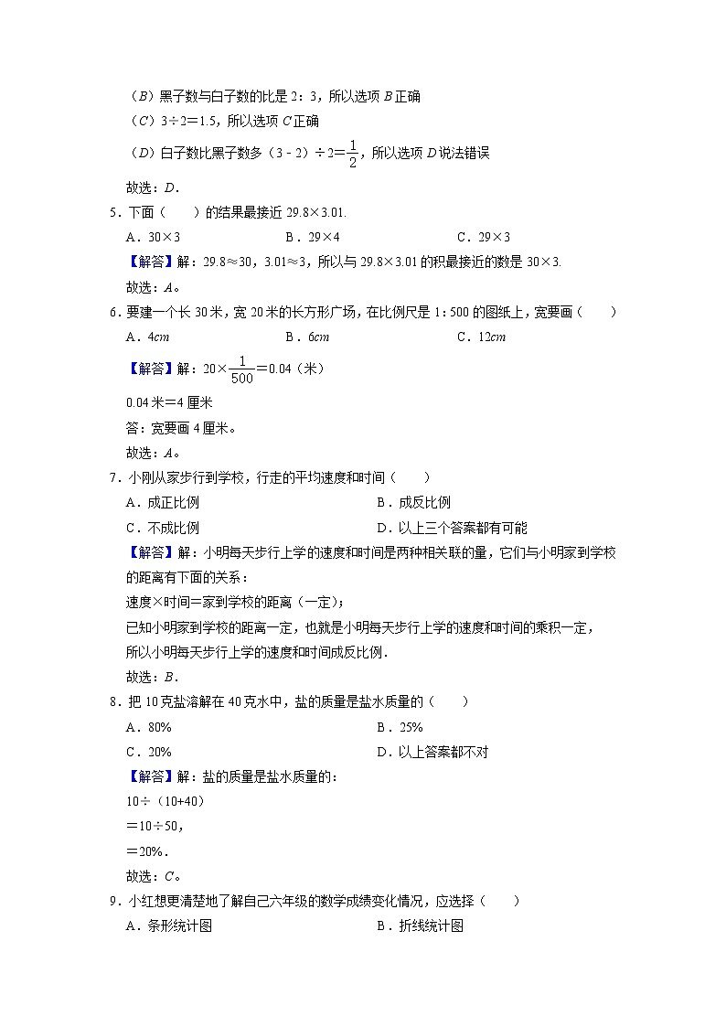 2021-2022学年小数数学六年级小升初模拟测试卷-人教版-附答案-（解析版）第2页
