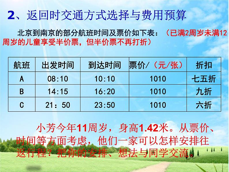 苏教版六下数学 7.4.1制订旅游计划 课件07