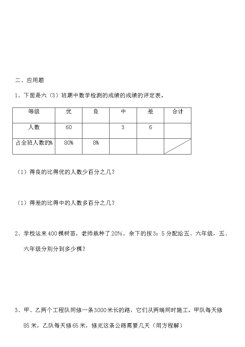 期末计算、应用题训练（同步练习） 数学六年级下册 (1)第2页