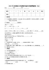 2022年北京版小升初数学最后冲刺押题卷（九）（有答案，带解析）