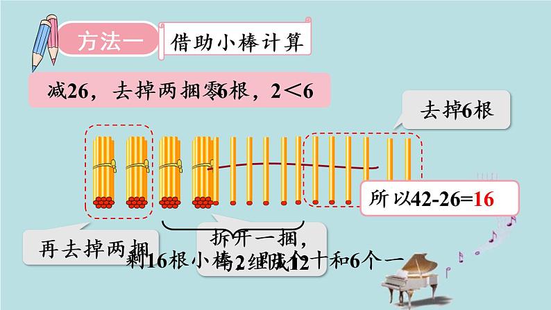 2021-2022学年青岛版数学一年级下册 七 大海边 100以内的加减法（二）信息窗四（100以内的退位减法的笔算） 课件第7页