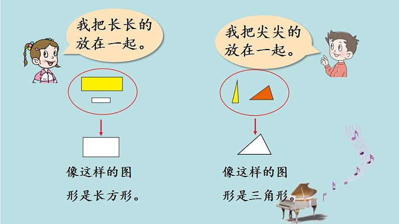 2021-2022学年青岛版数学一年级下册 四 牧童 认识图形 信息窗（认识长方形、正方形、平行四边形、三角形和圆） 课件第7页