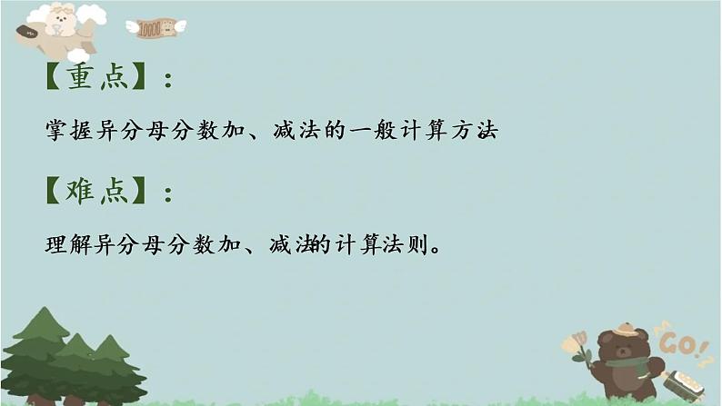 2021-2022学年青岛版数学五年级下册 五 关注环境 分数加减法（二） 信息窗二（异分母分数加减法）课件第3页